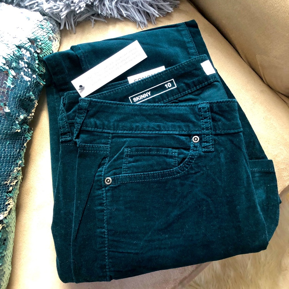 Sonoma Emerald Green Velvet Feel Skinny Pants NWT